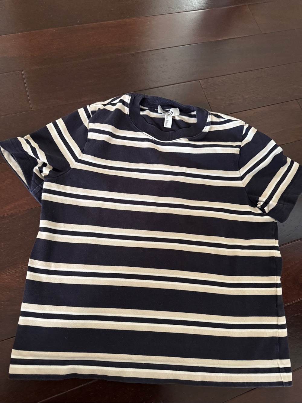 COS Navy and Cream Striped Short-Sleeve Tee